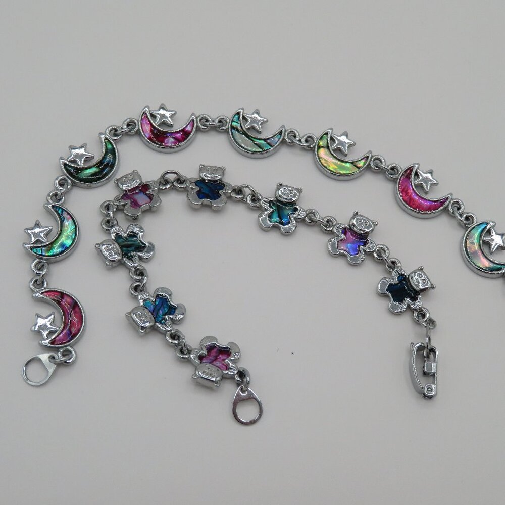 Bracelet Bundle Silver Tone Bracelets with Moons Stars Teddy Bears